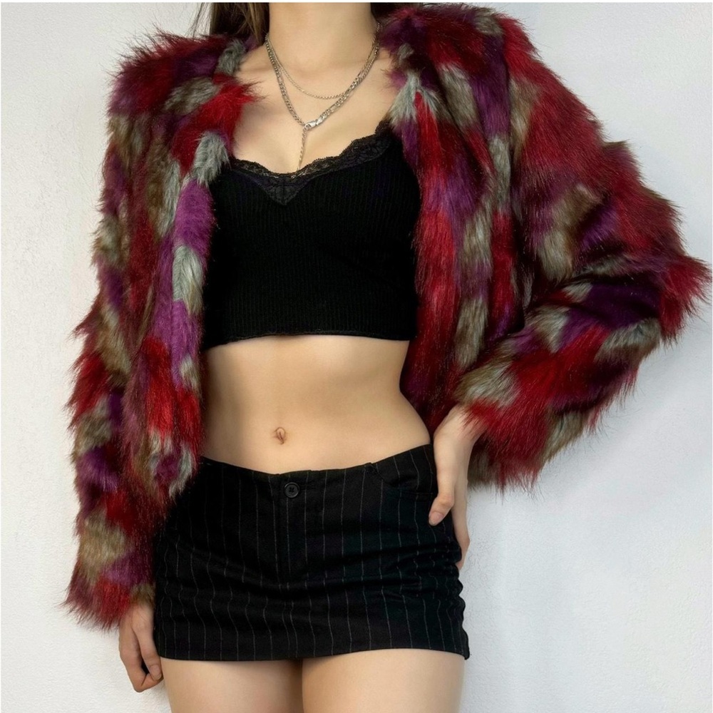 UNIF Multi color faux fur jacket